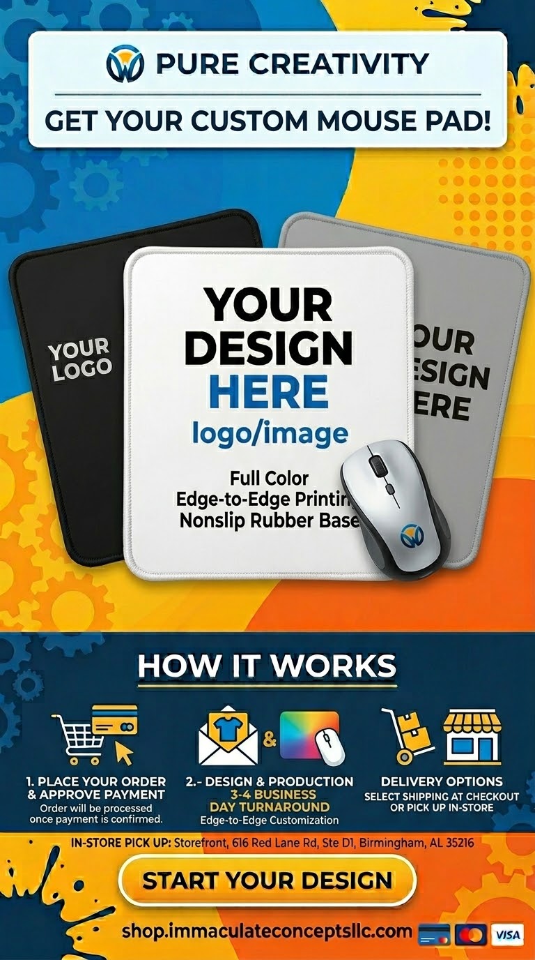 Custom Design Edge-to-Edge Mouse Pad (9.4" x 7.9")